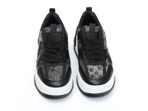 Sneakers in simil pelle platform con dettagli brillantinati