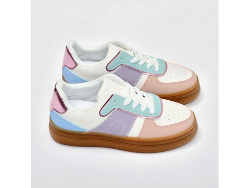 Sneakers in simil pelle multicolore