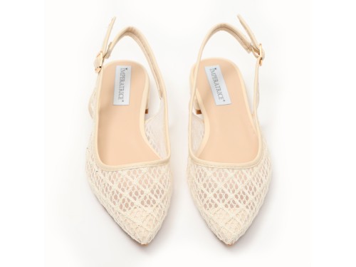 Ballerine slingback in rete ricamata