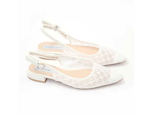 Ballerine slingback in rete ricamata