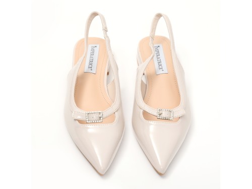 Ballerine slingback in simil pelle verniciata con fibietta strass