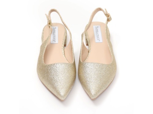 Ballerine slingback in simil pelle brillantinate