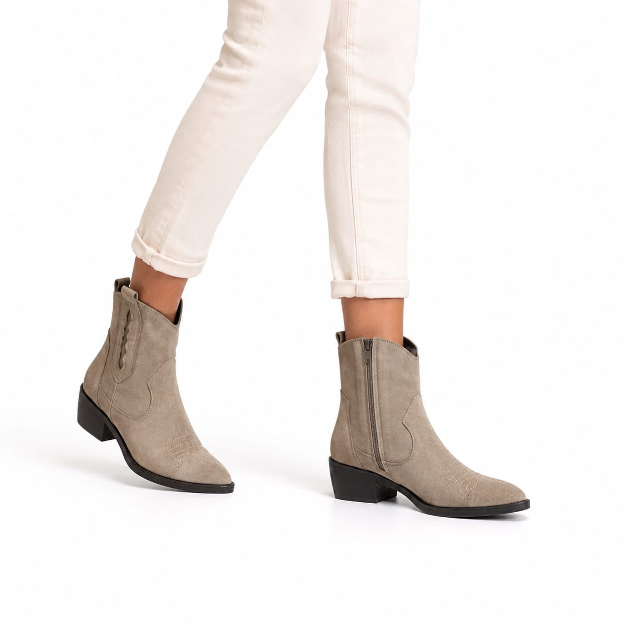 Texano basso in vera pelle scamosciata - tacco 5 cm