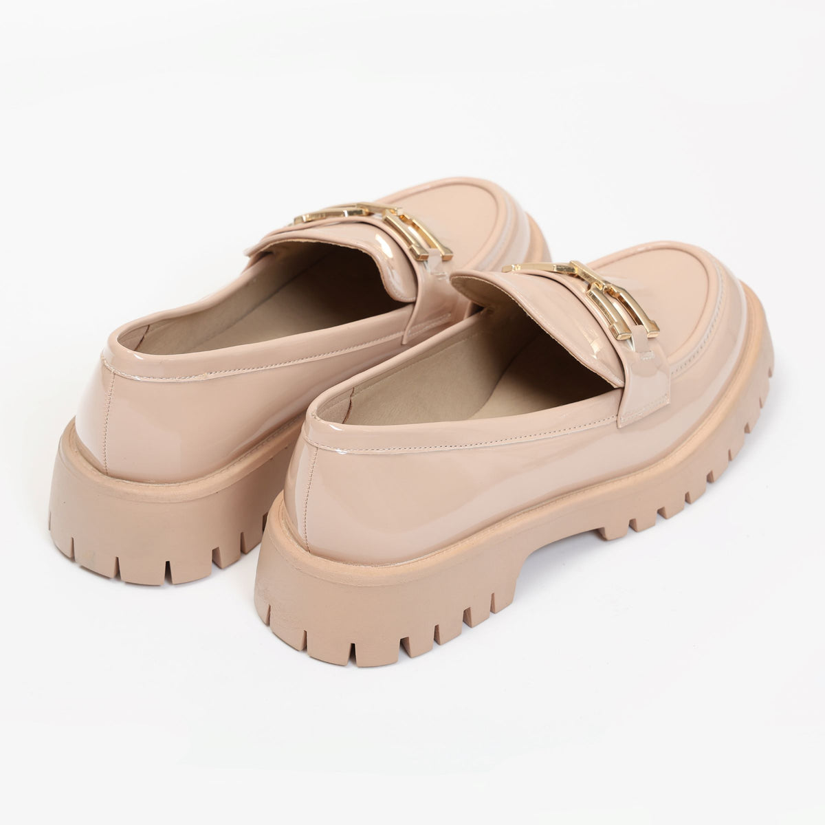 Mocassini in simil pelle verniciata platform con applicazione color argento- Art.BP162115