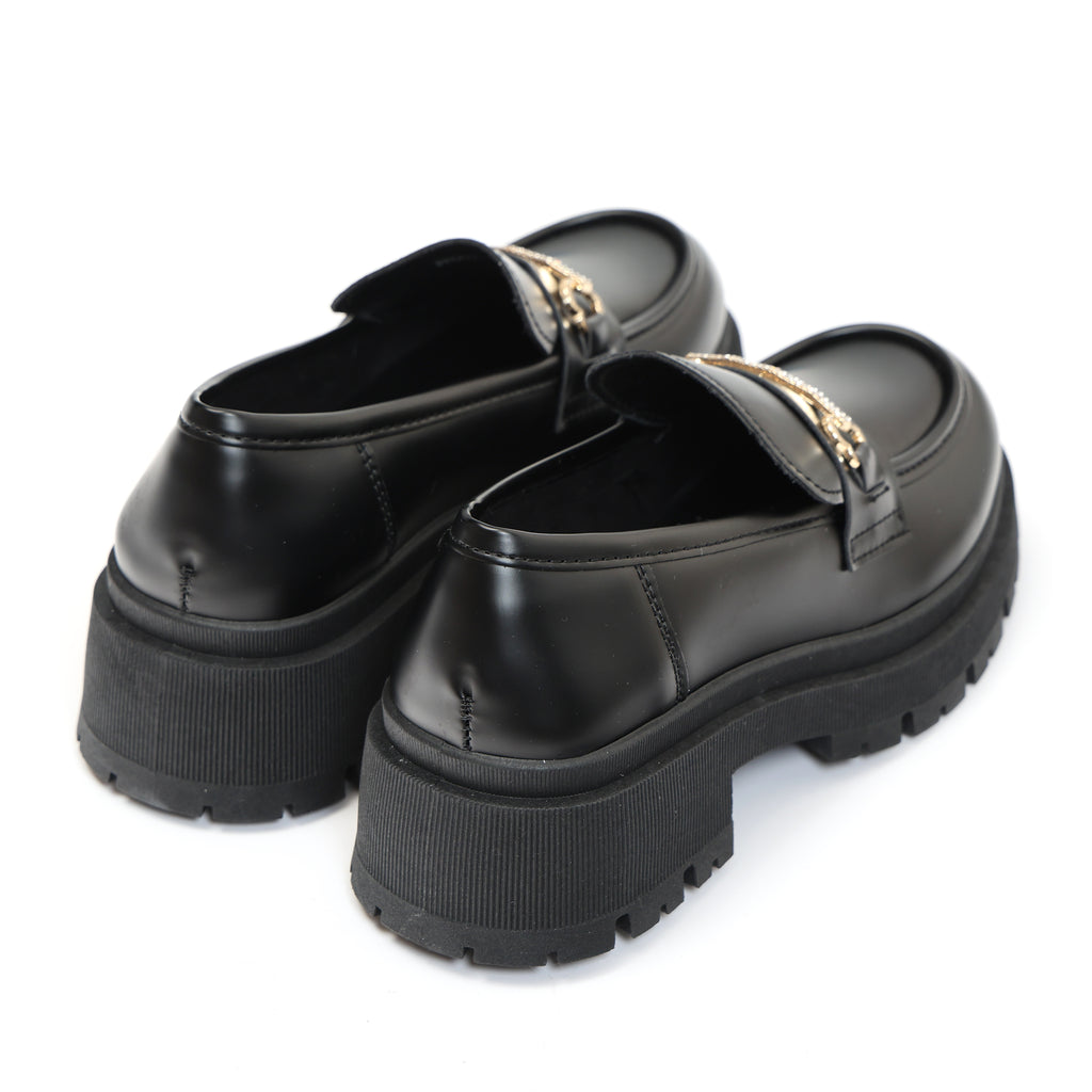 Mocassini in simil pelle platform con applicazione color oro- Art.JK002