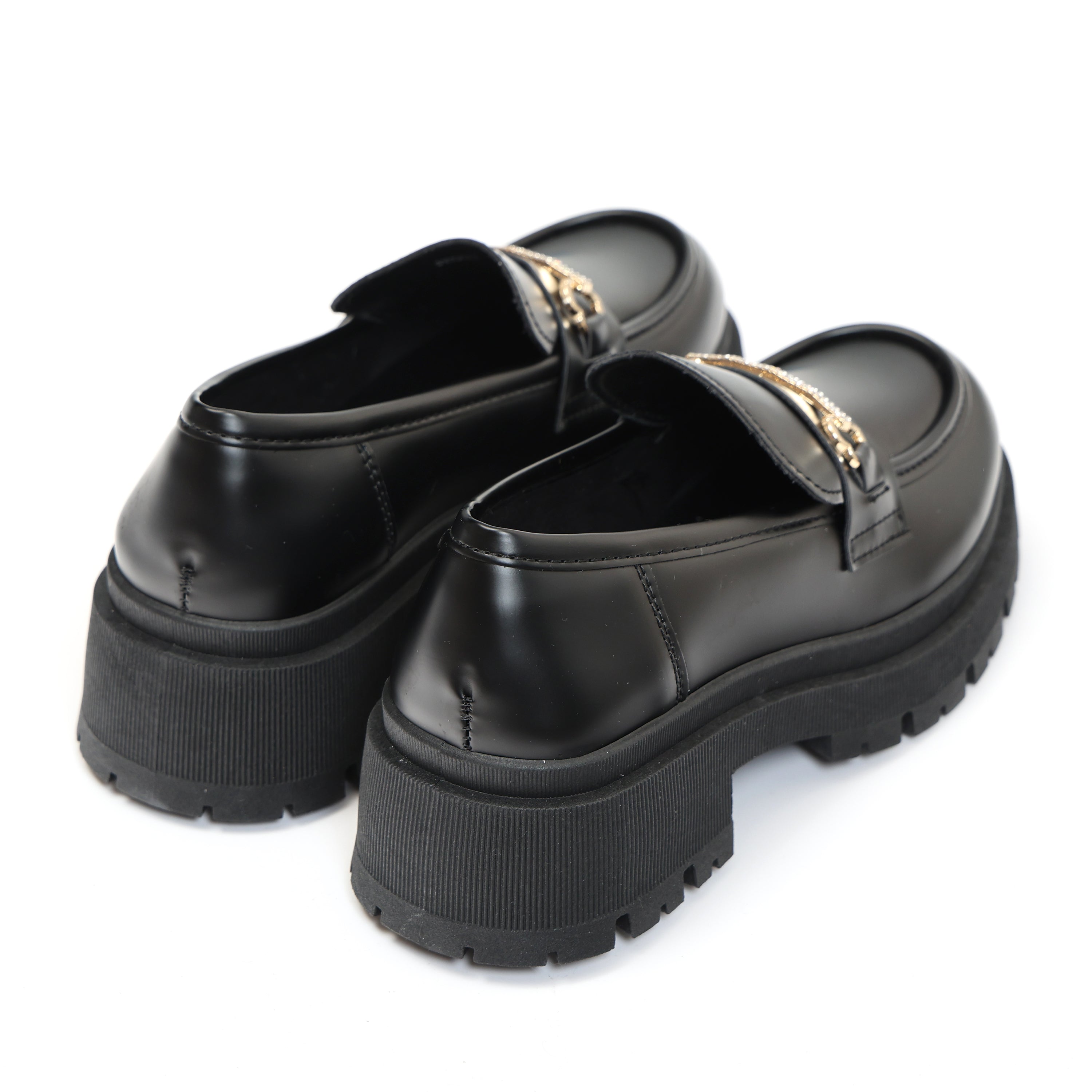 Mocassini in simil pelle platform con applicazione color oro- Art.JK002