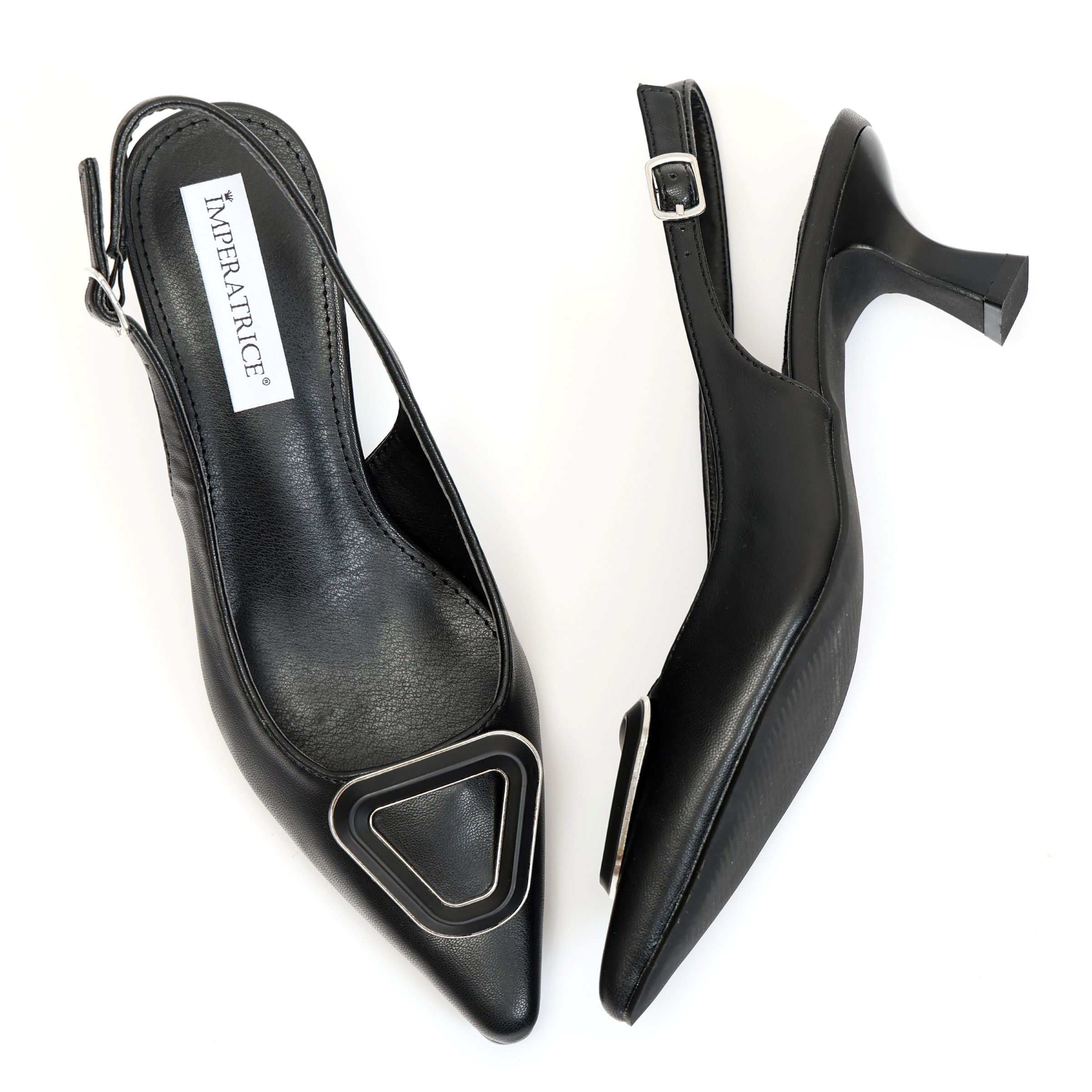 Dècolletè slingback con tacco basso a rocchetto e dettaglio sulla punta- Art.BK562