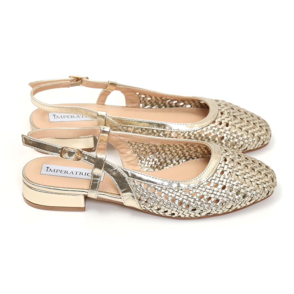 Ballerine slingback in simil pelle con tomaia bucherellata- Art.BK013