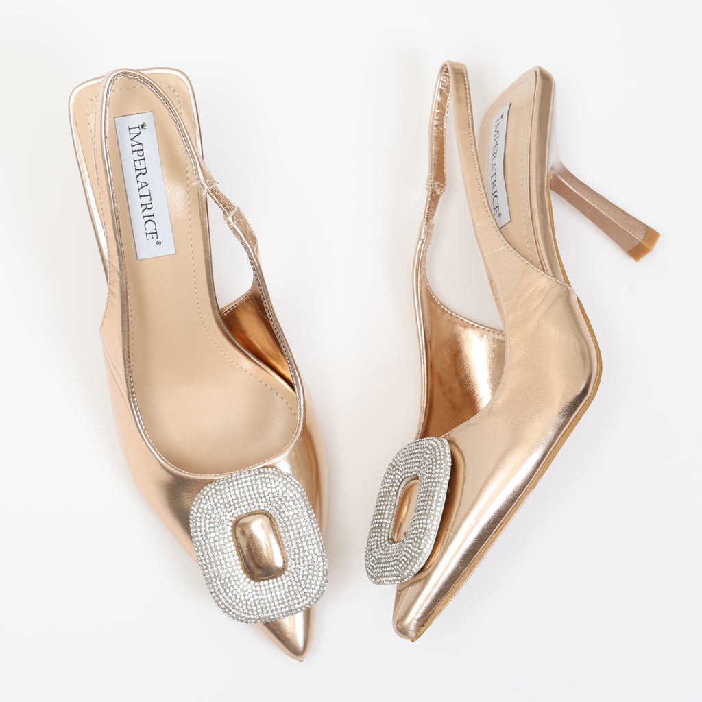 Dècolletè slingback in simil pelle con dettaglio strass sulla punta- Art.SP551