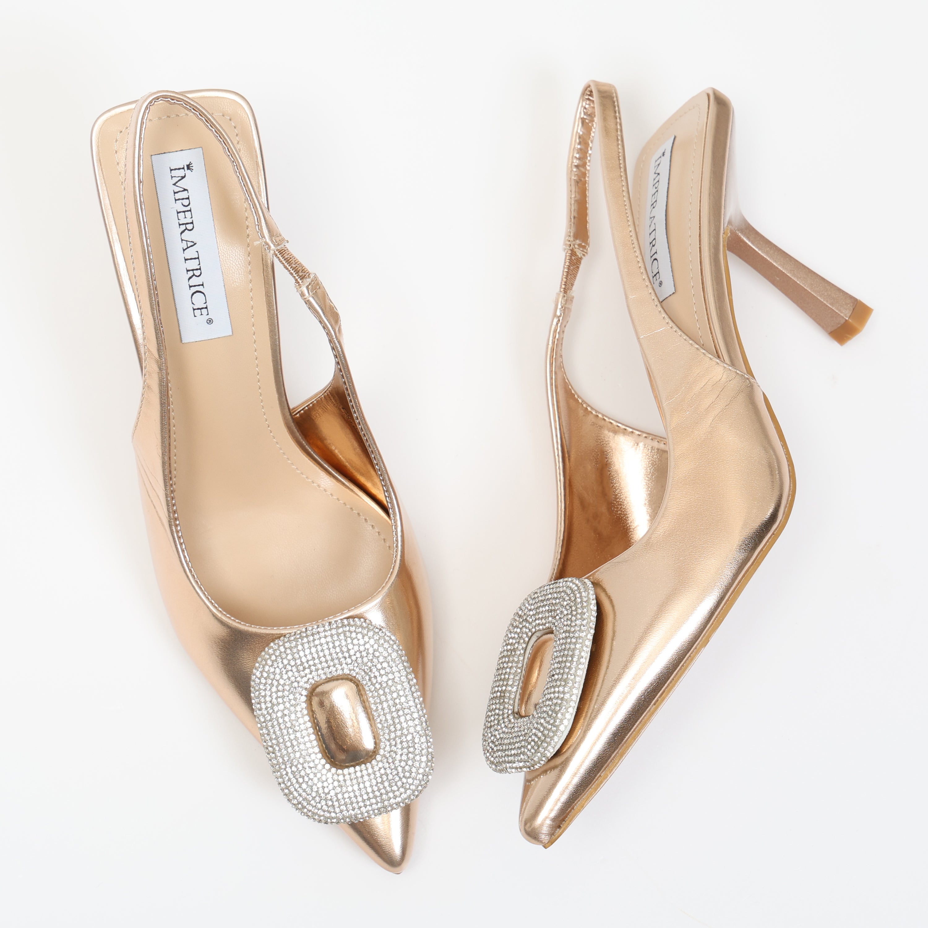 Dècolletè slingback in simil pelle con dettaglio strass sulla punta- Art.SP551