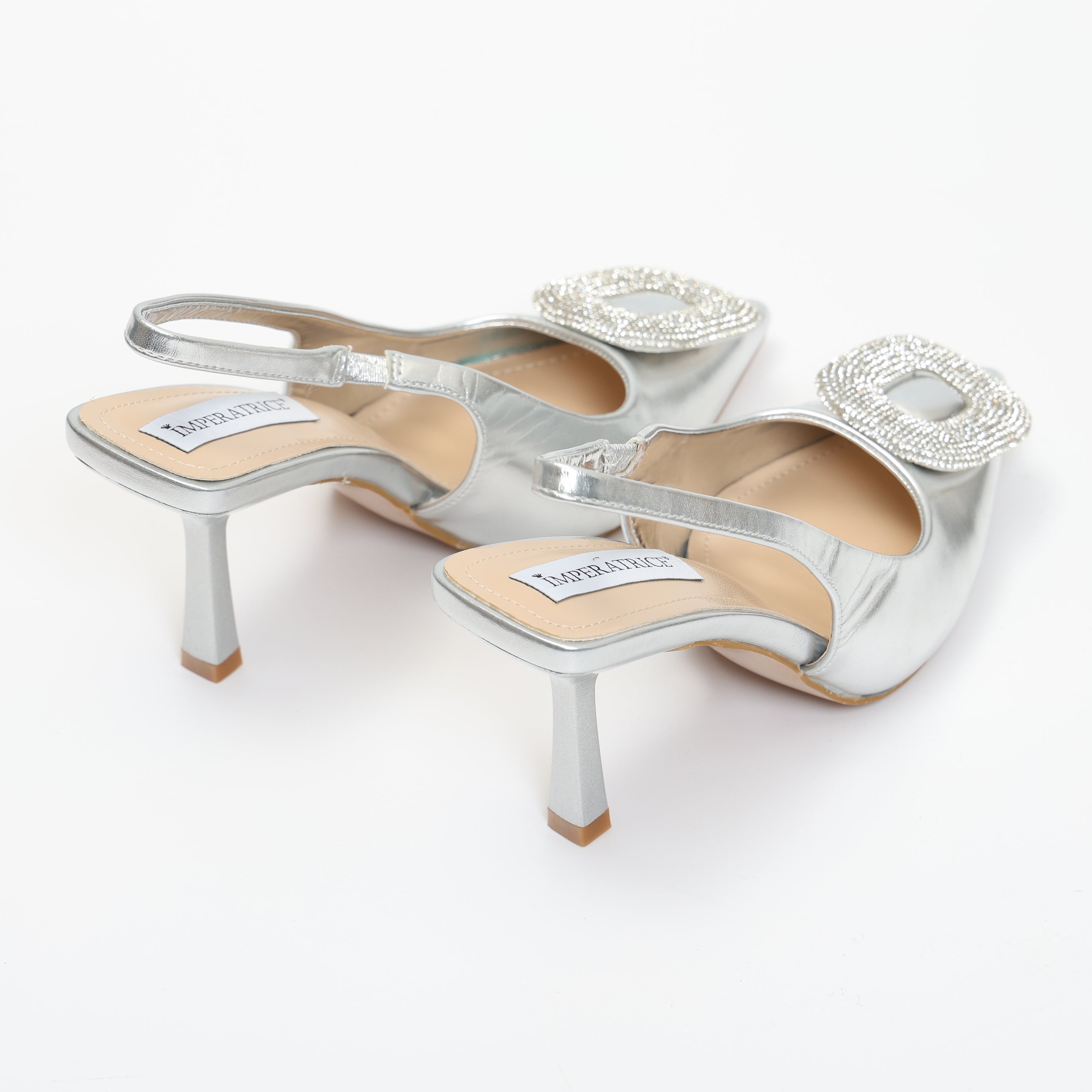Dècolletè slingback in simil pelle con dettaglio strass sulla punta- Art.SP551