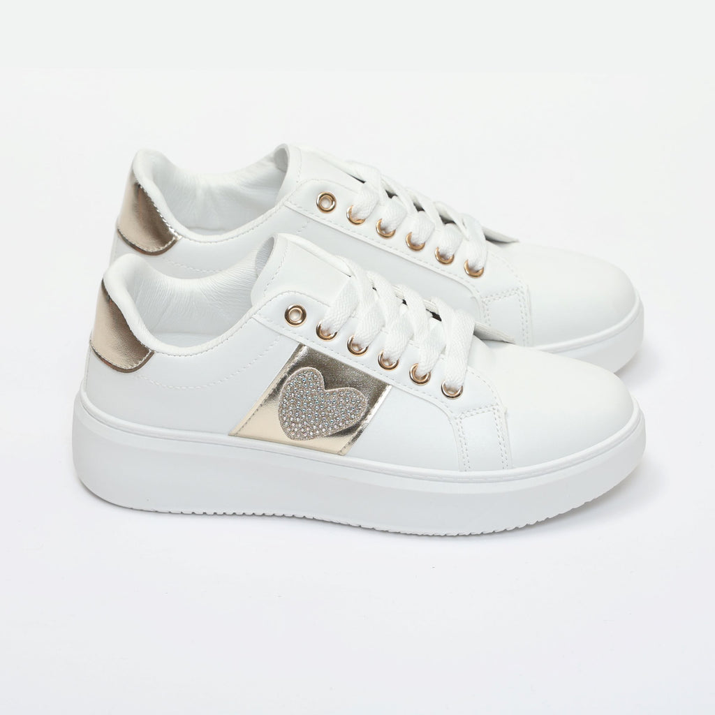 Sneakers in simil pelle con dettaglio strass- Art.BK514