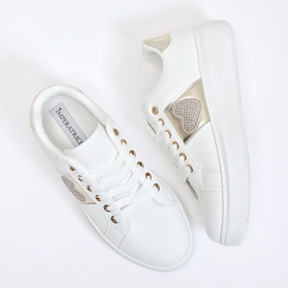 Sneakers in simil pelle con dettaglio strass- Art.BK514