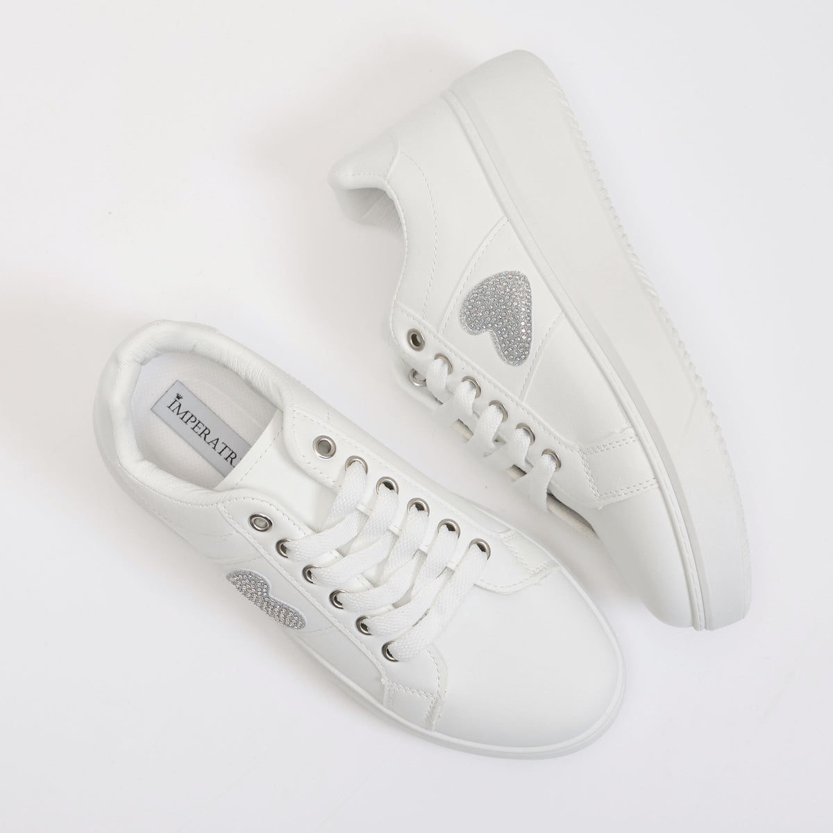 Sneakers in simil pelle con dettaglio strass- Art.BK514