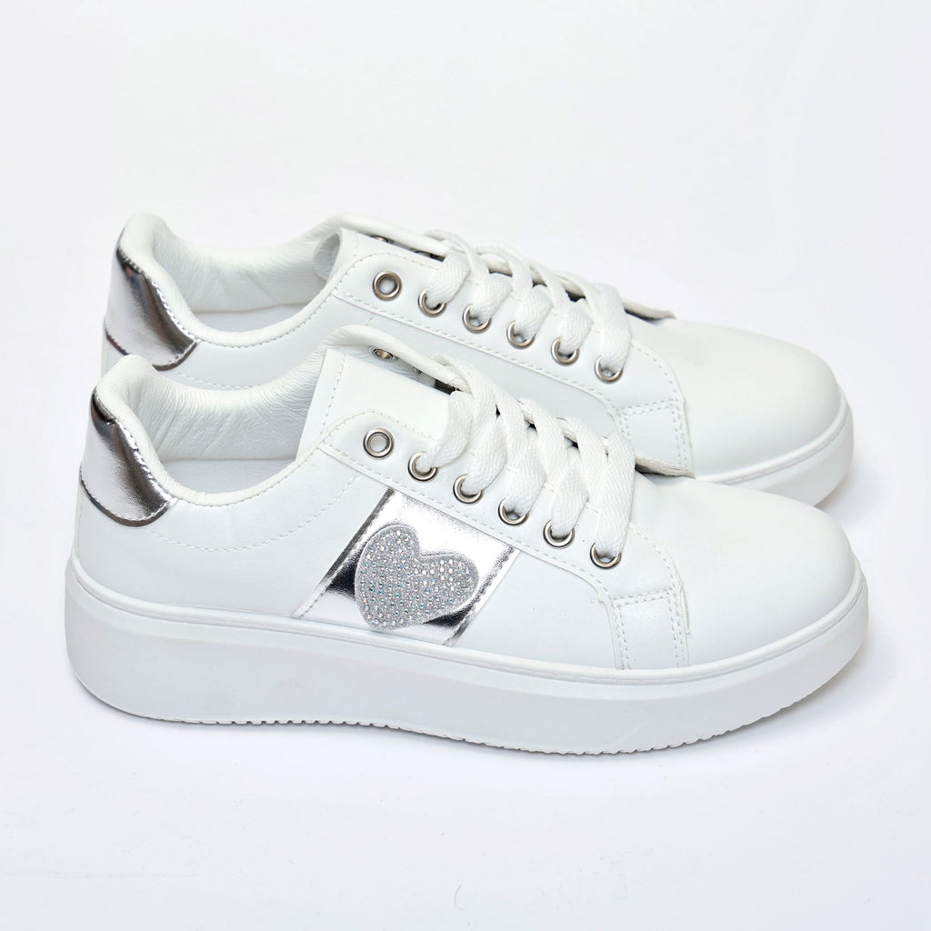 Sneakers in simil pelle con dettaglio strass- Art.BK514