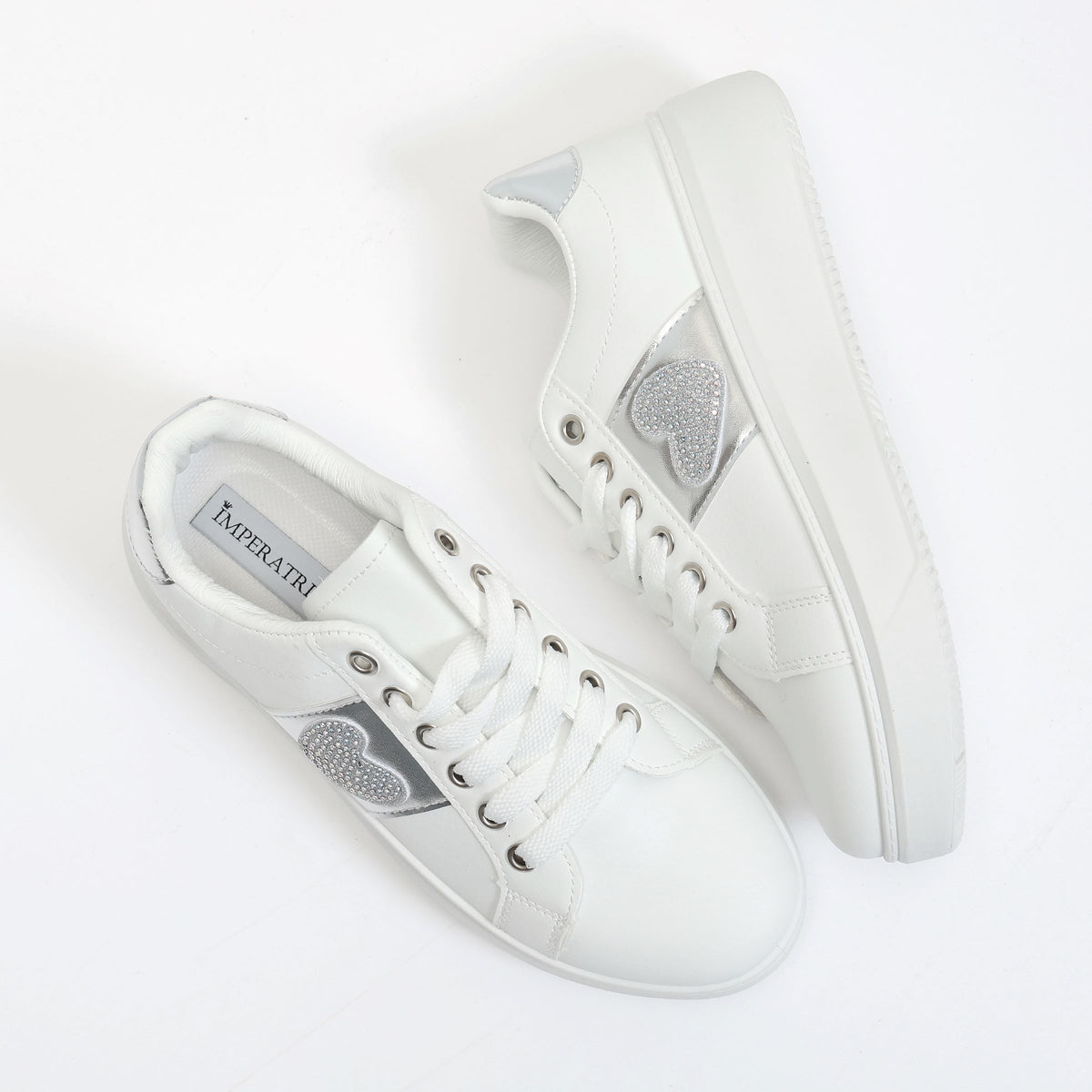 Sneakers in simil pelle con dettaglio strass- Art.BK514