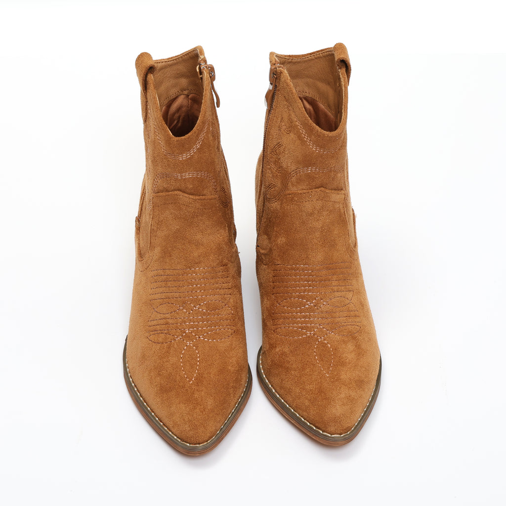 Stivaletti texani in simil pelle scamosciata con ricamo- Art.WJ003