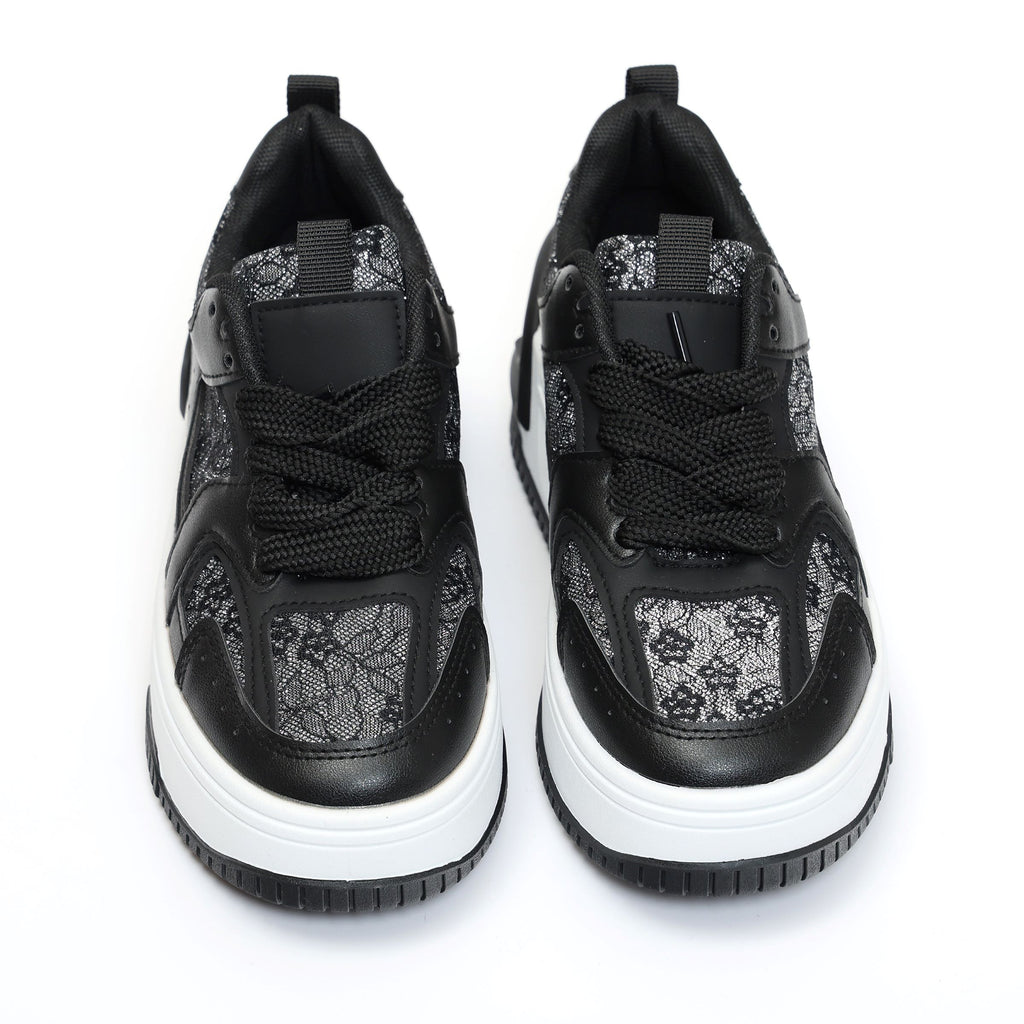 Sneakers in simil pelle platform con dettagli brillantinati- Art.A115