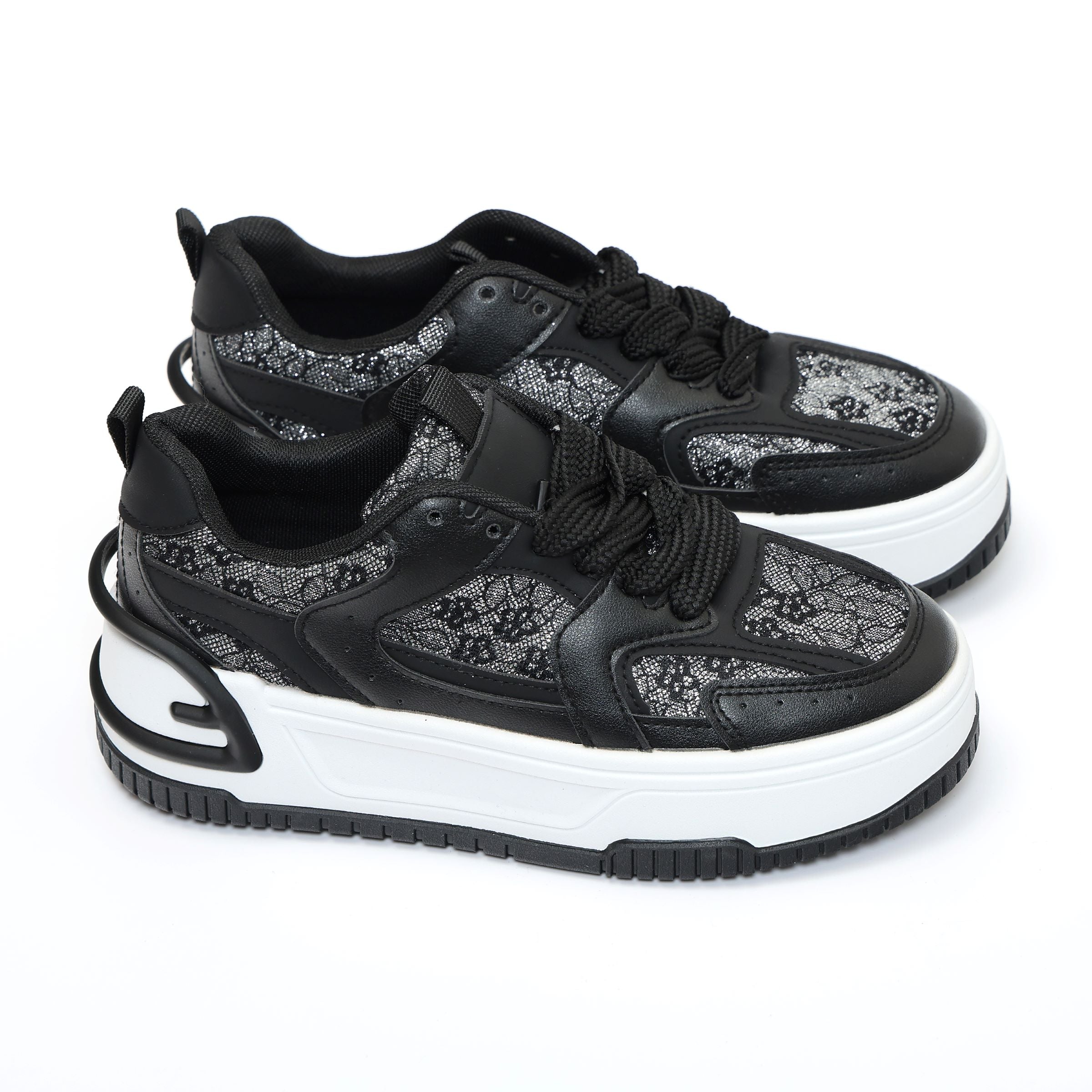 Sneakers in simil pelle platform con dettagli brillantinati- Art.A115