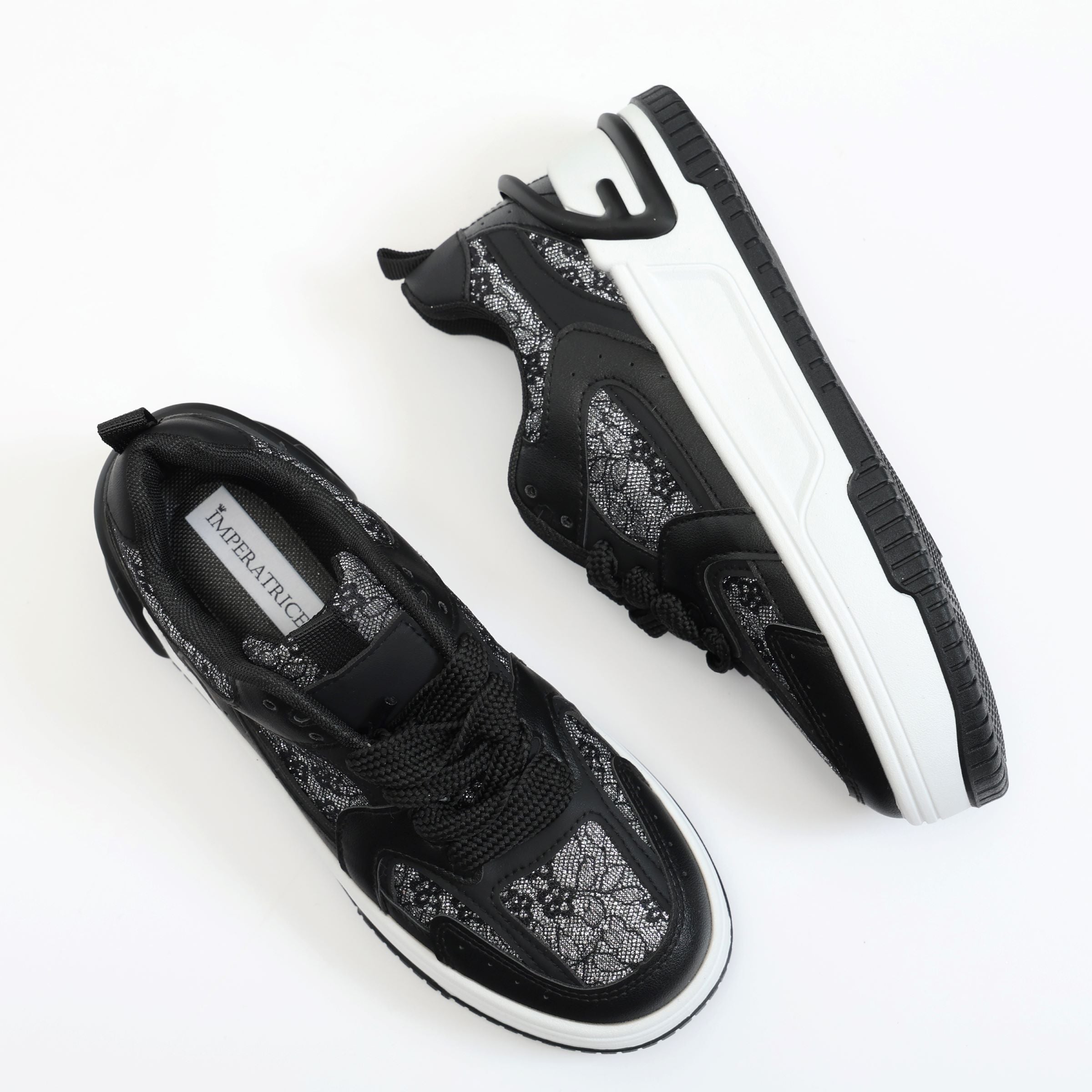 Sneakers in simil pelle platform con dettagli brillantinati- Art.A115