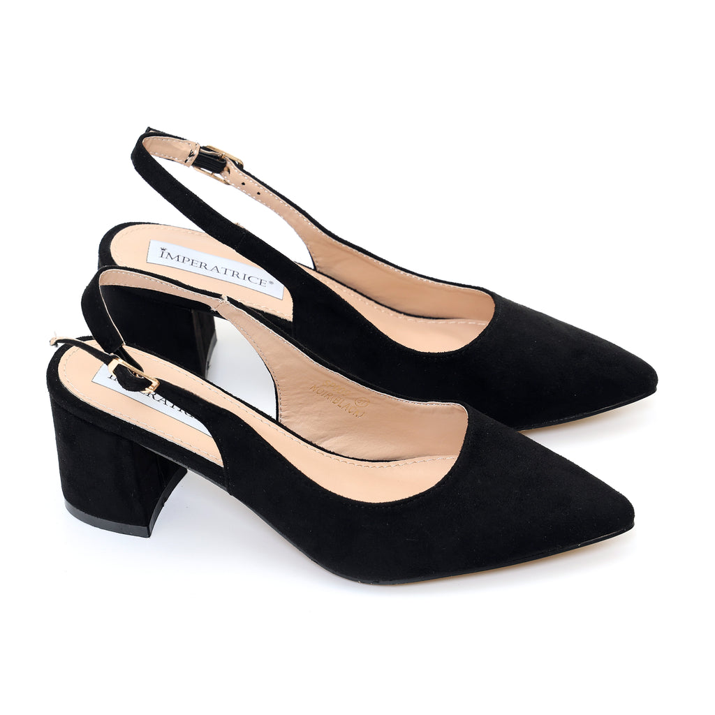 Dècolletè slingback in simil camoscio con tacco comodo quadrato- Art.SP009