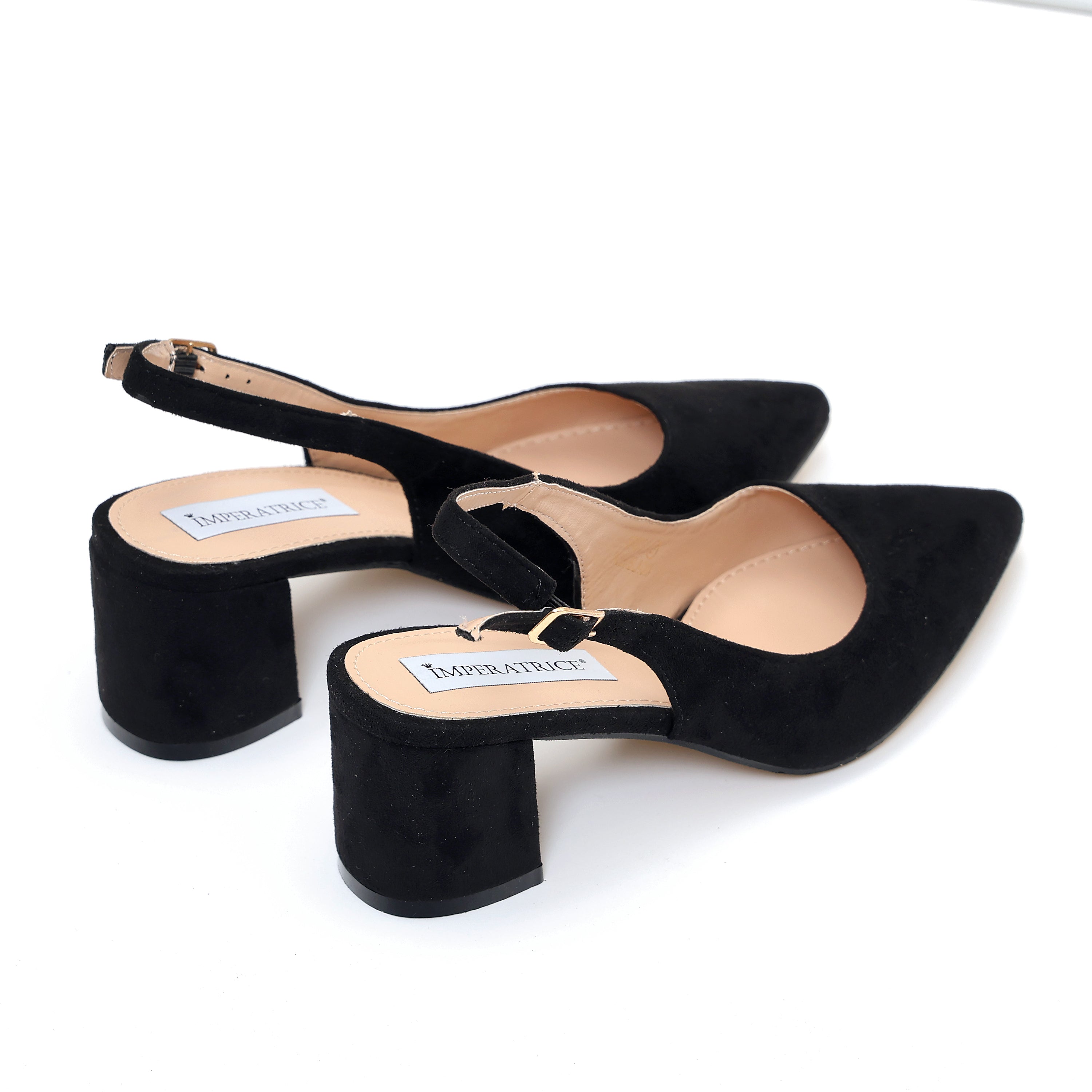 Dècolletè slingback in simil camoscio con tacco comodo quadrato- Art.SP009