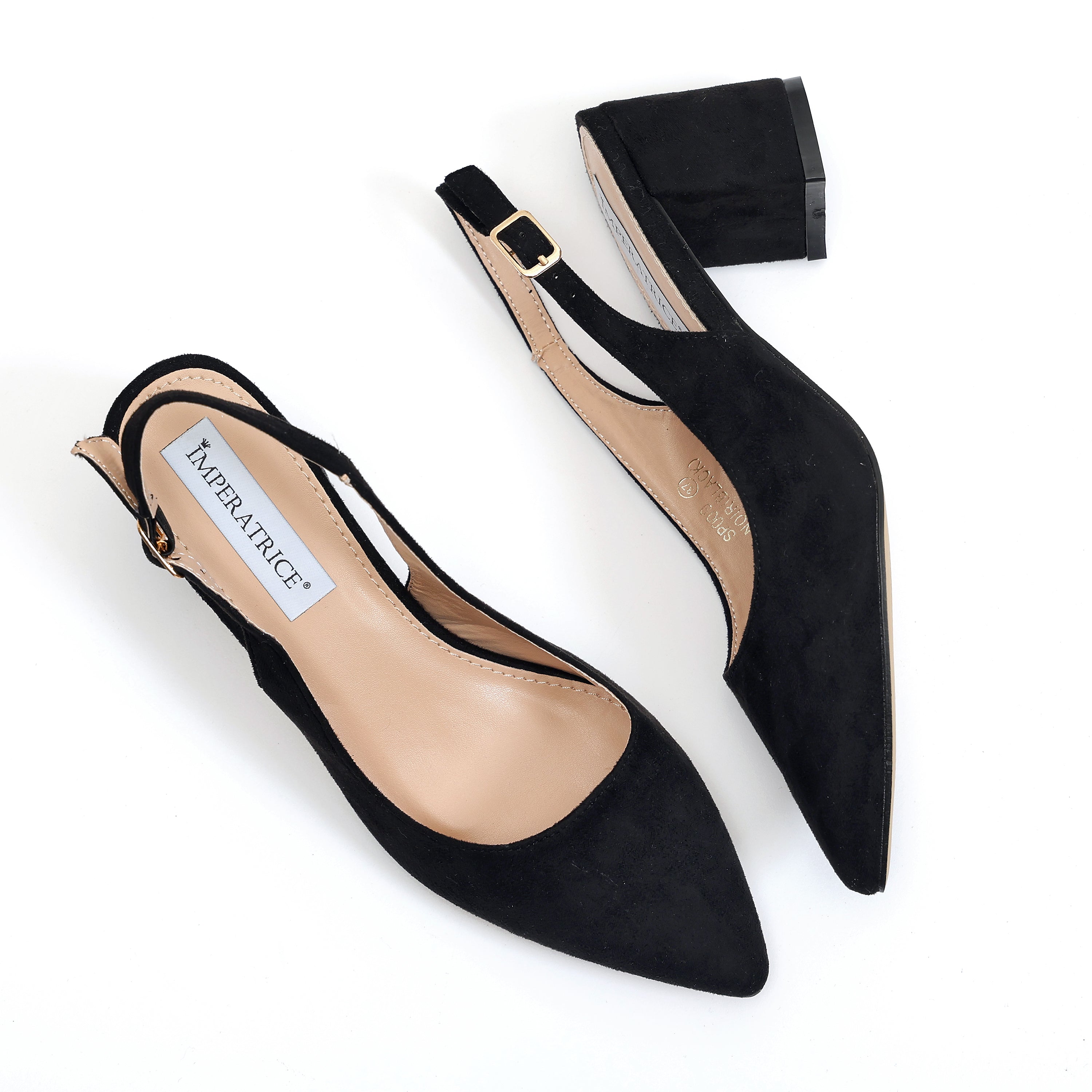 Dècolletè slingback in simil camoscio con tacco comodo quadrato- Art.SP009