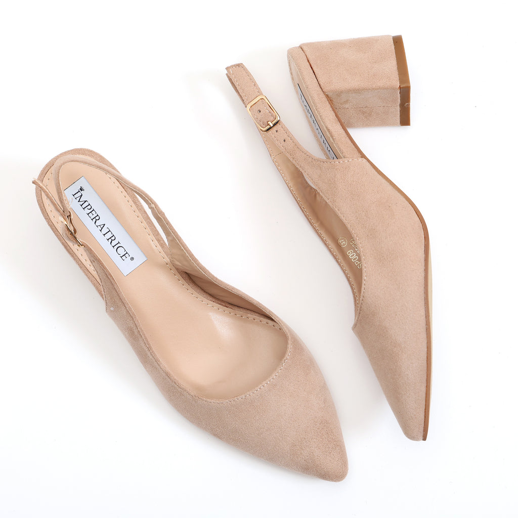 Dècolletè slingback in simil camoscio con tacco comodo quadrato- Art.SP009