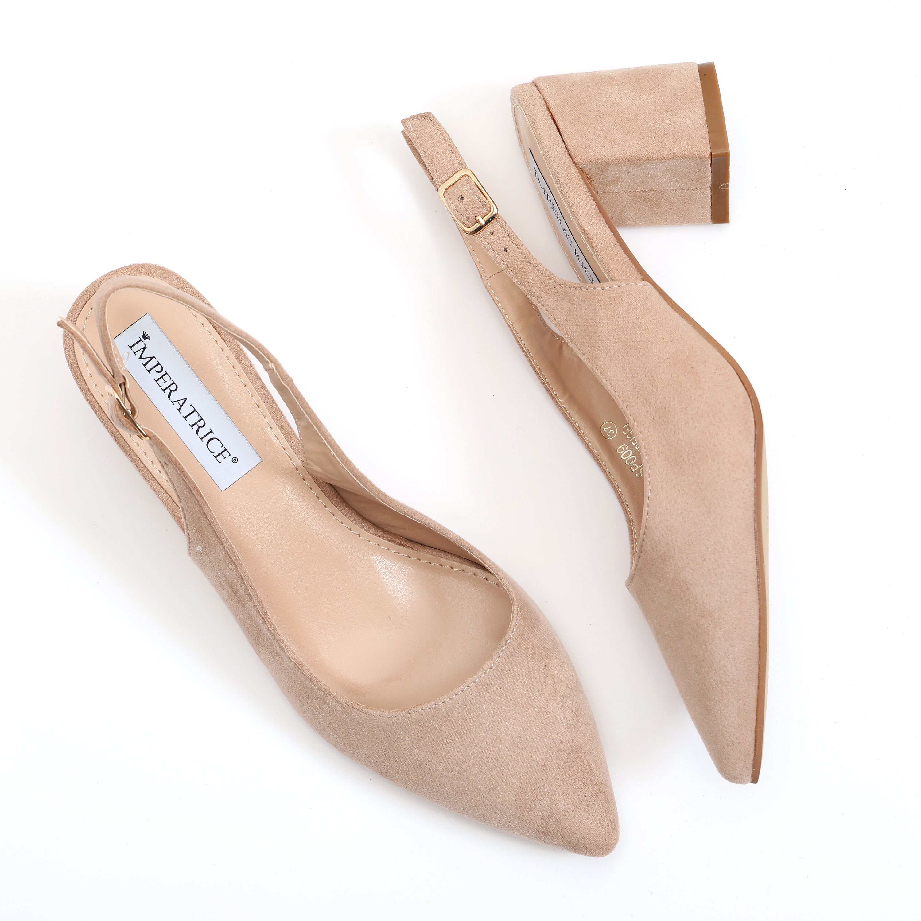 Dècolletè slingback in simil camoscio con tacco comodo quadrato- Art.SP009