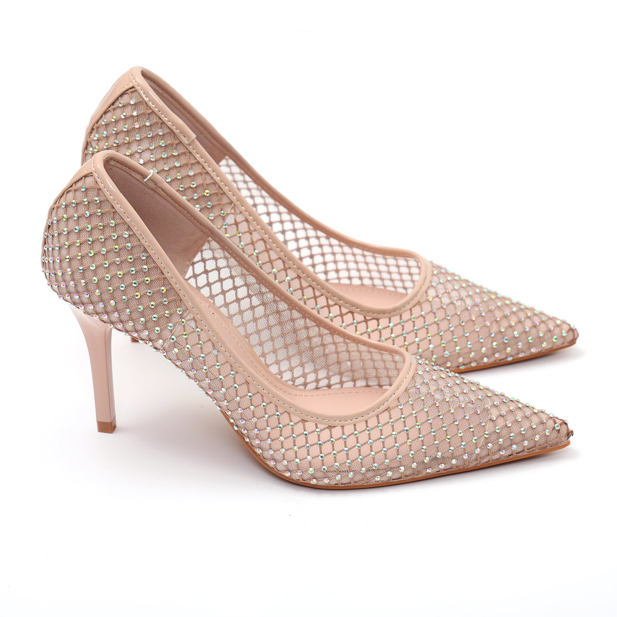 Dècolletè pumps in simil pelle con tomaia bucherellata ricoperta di strass- Art.BO251