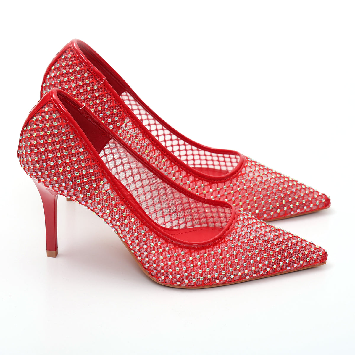 Dècolletè pumps in simil pelle con tomaia bucherellata ricoperta di strass- Art.BO251
