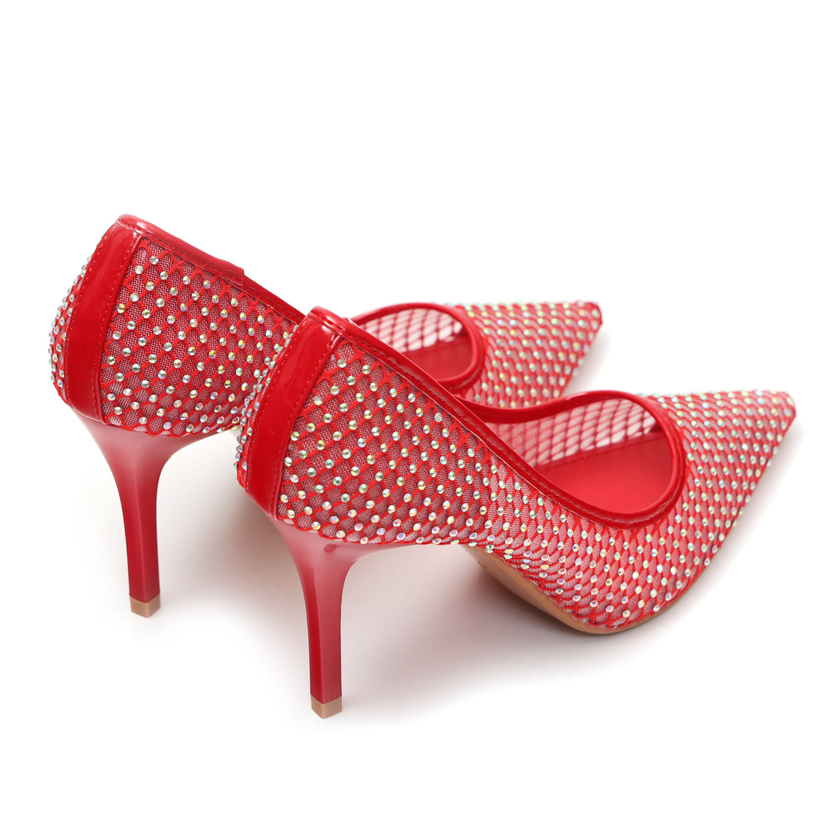 Dècolletè pumps in simil pelle con tomaia bucherellata ricoperta di strass- Art.BO251