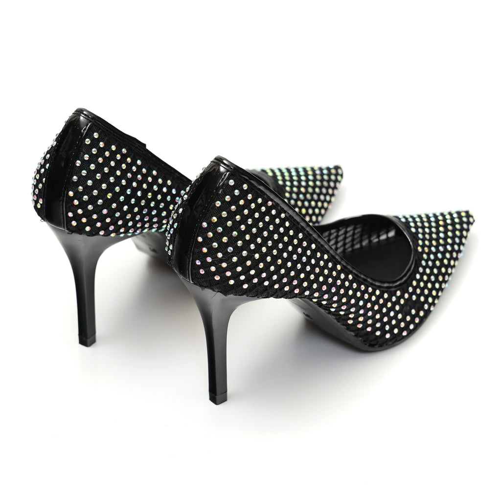 Dècolletè pumps in simil pelle con tomaia bucherellata ricoperta di strass- Art.BO251