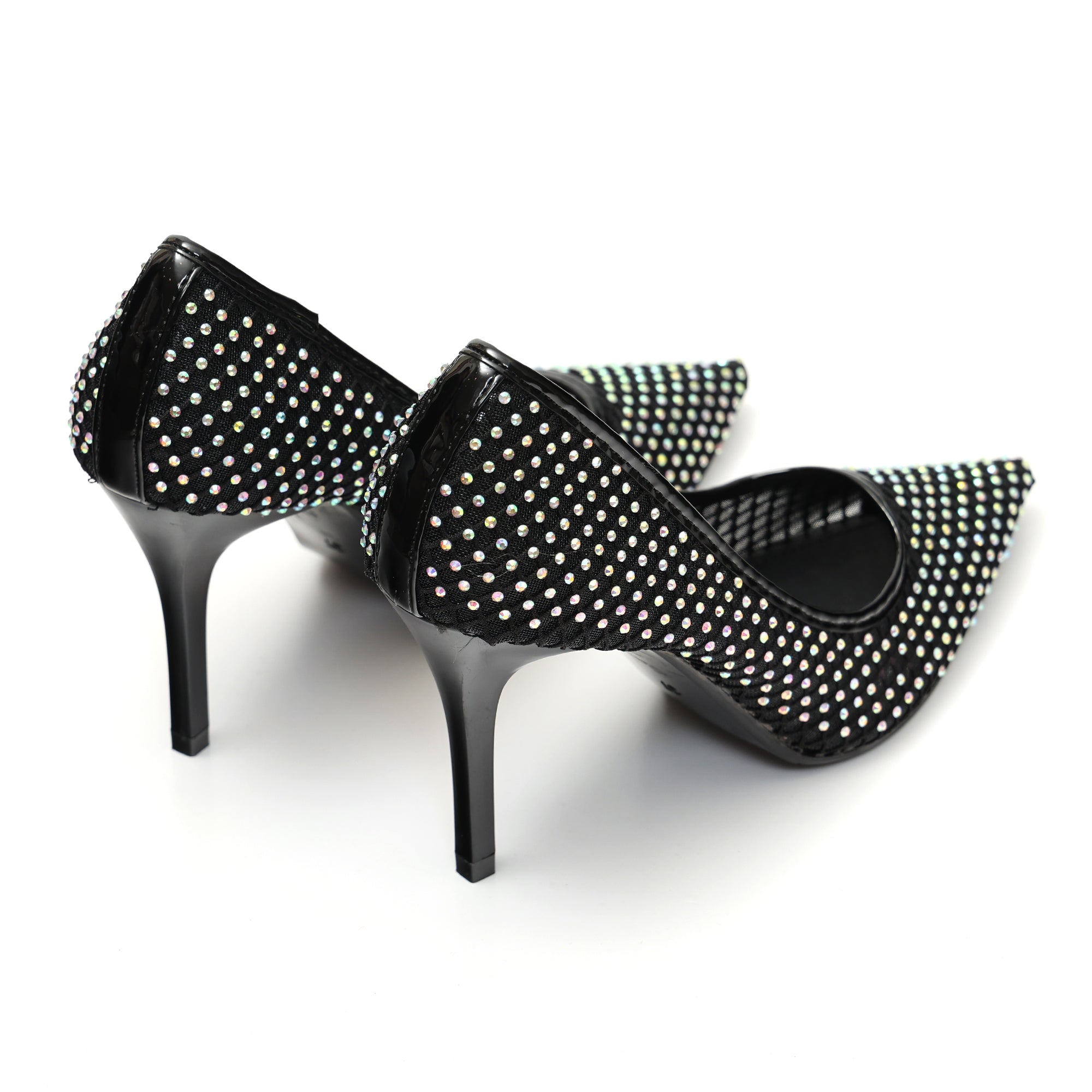Dècolletè pumps in simil pelle con tomaia bucherellata ricoperta di strass- Art.BO251