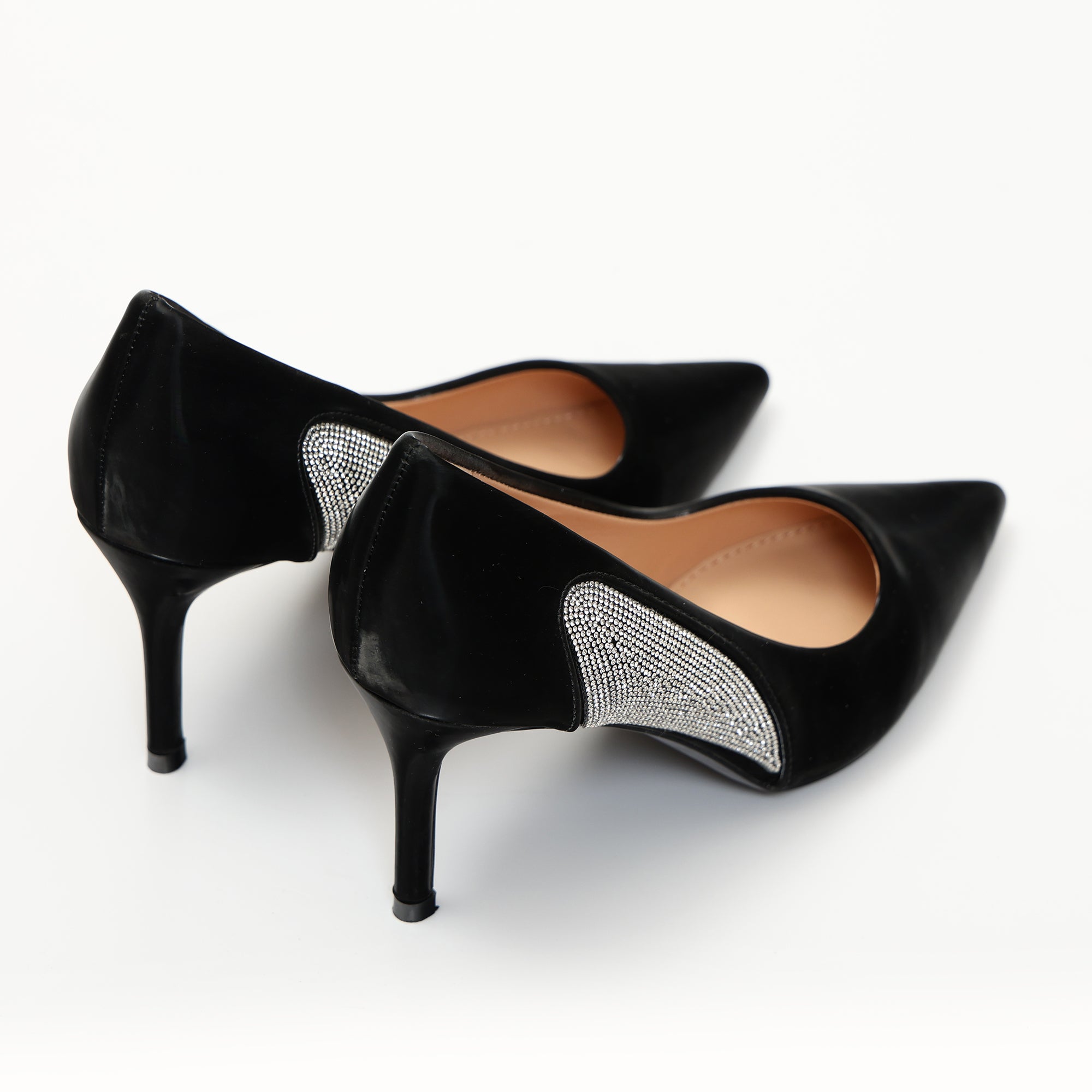 Dècolletè pumps in simil pelle verniciata con strass laterali- Art.SP016