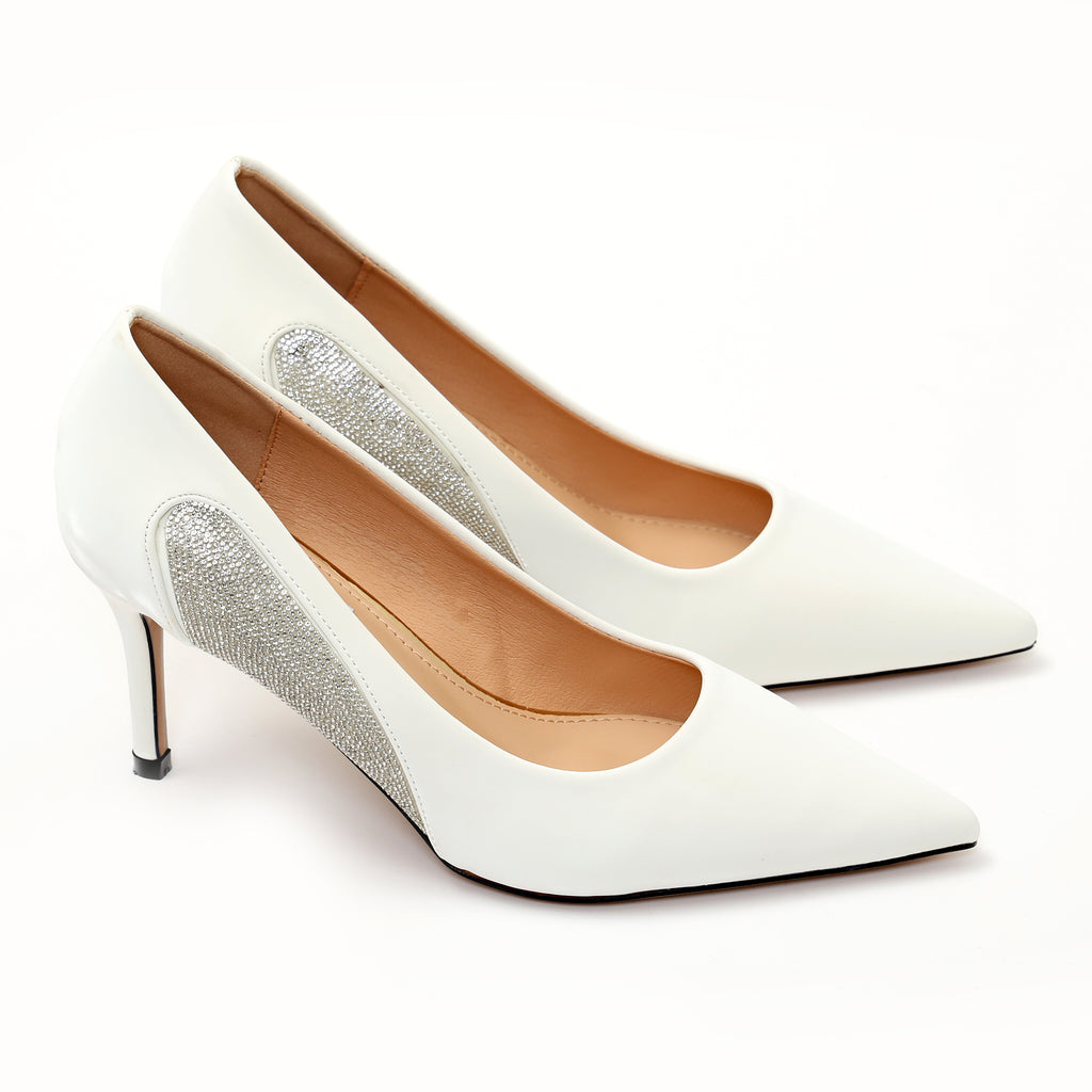 Dècolletè pumps in simil pelle verniciata con strass laterali- Art.SP016