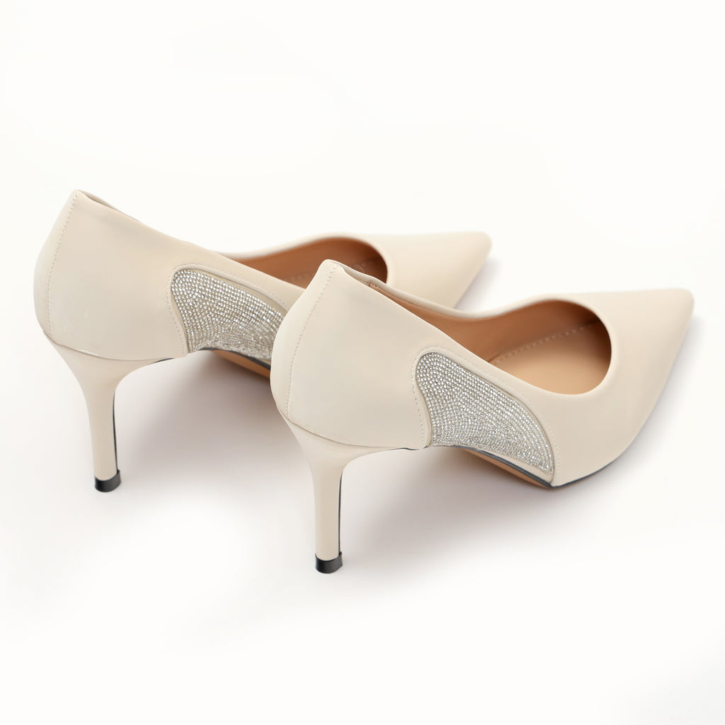 Dècolletè pumps in simil pelle verniciata con strass laterali- Art.SP016