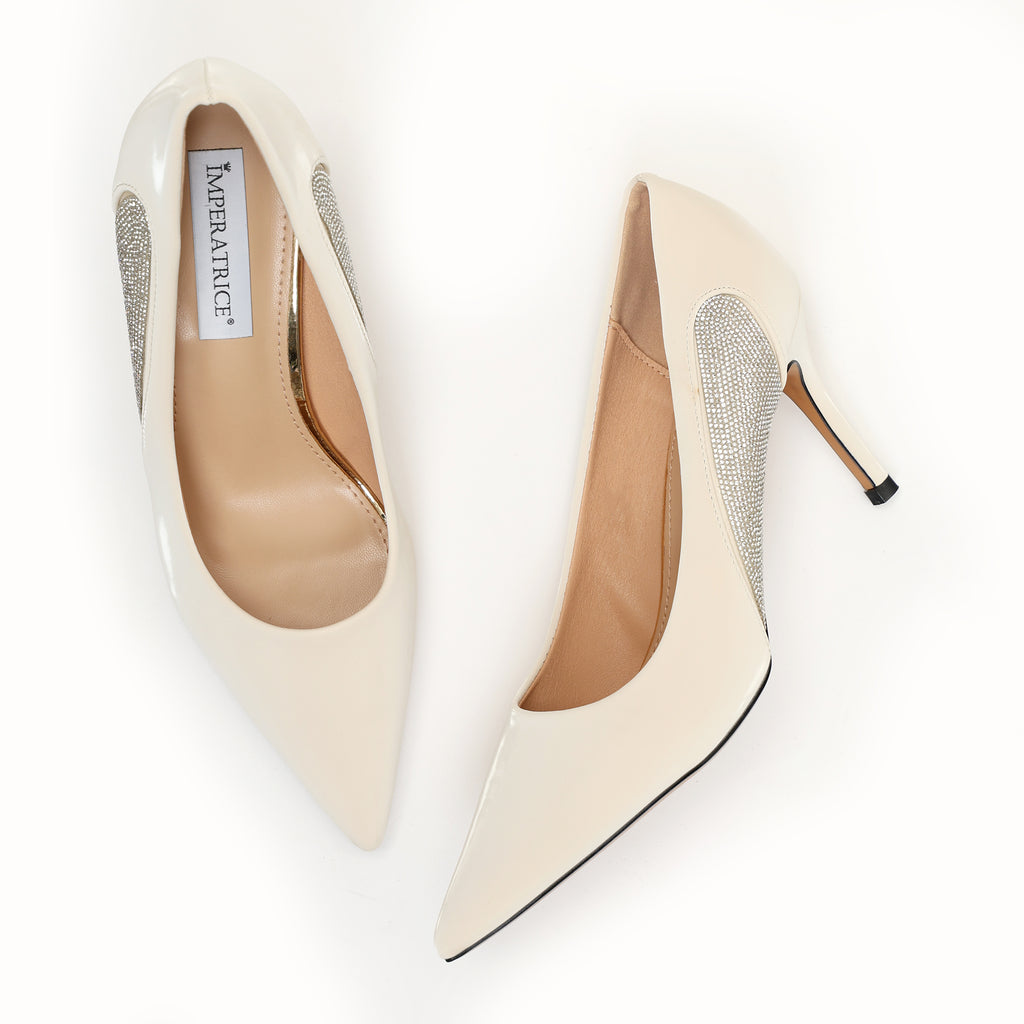 Dècolletè pumps in simil pelle verniciata con strass laterali- Art.SP016