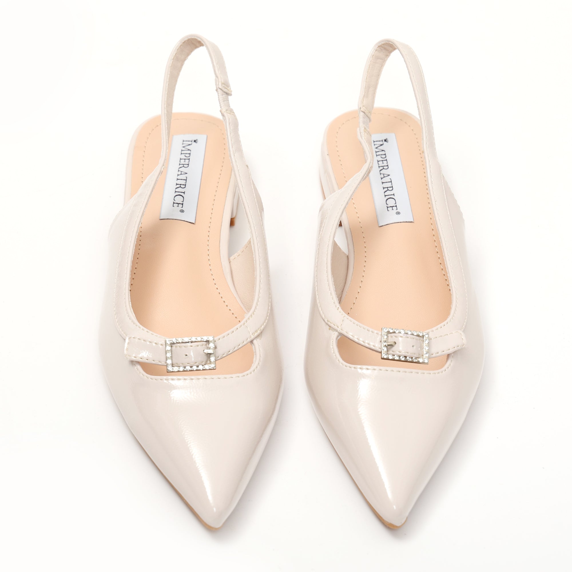 Ballerine slingback in simil pelle verniciata con fibbiatta strass- Art.SP557