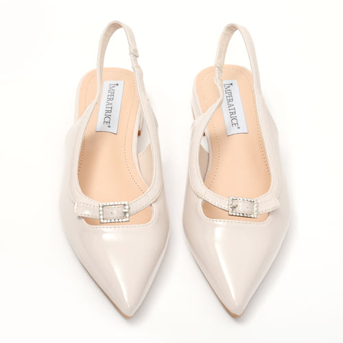 Ballerine slingback in simil pelle verniciata con fibbiatta strass- Art.SP557