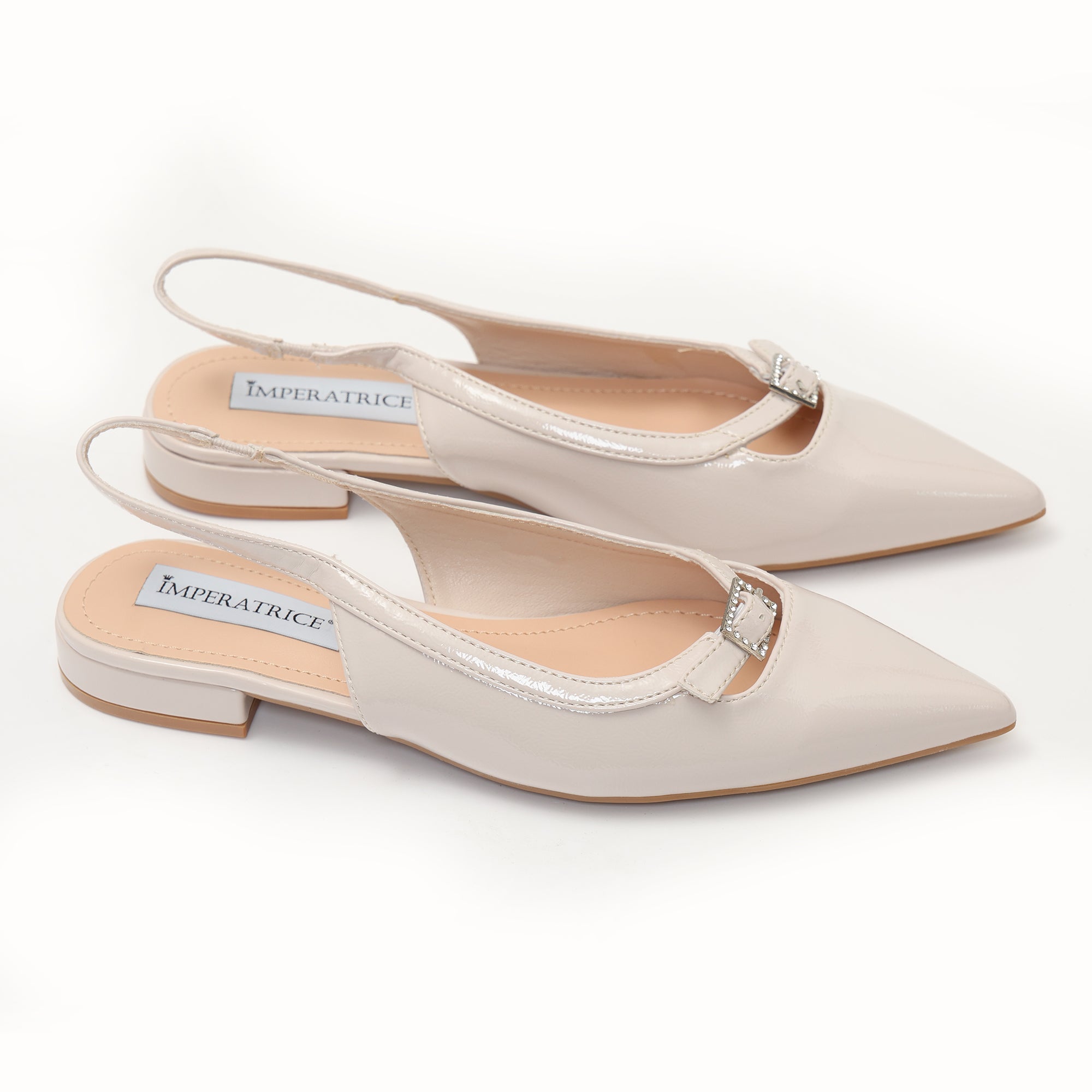 Ballerine slingback in simil pelle verniciata con fibbiatta strass- Art.SP557