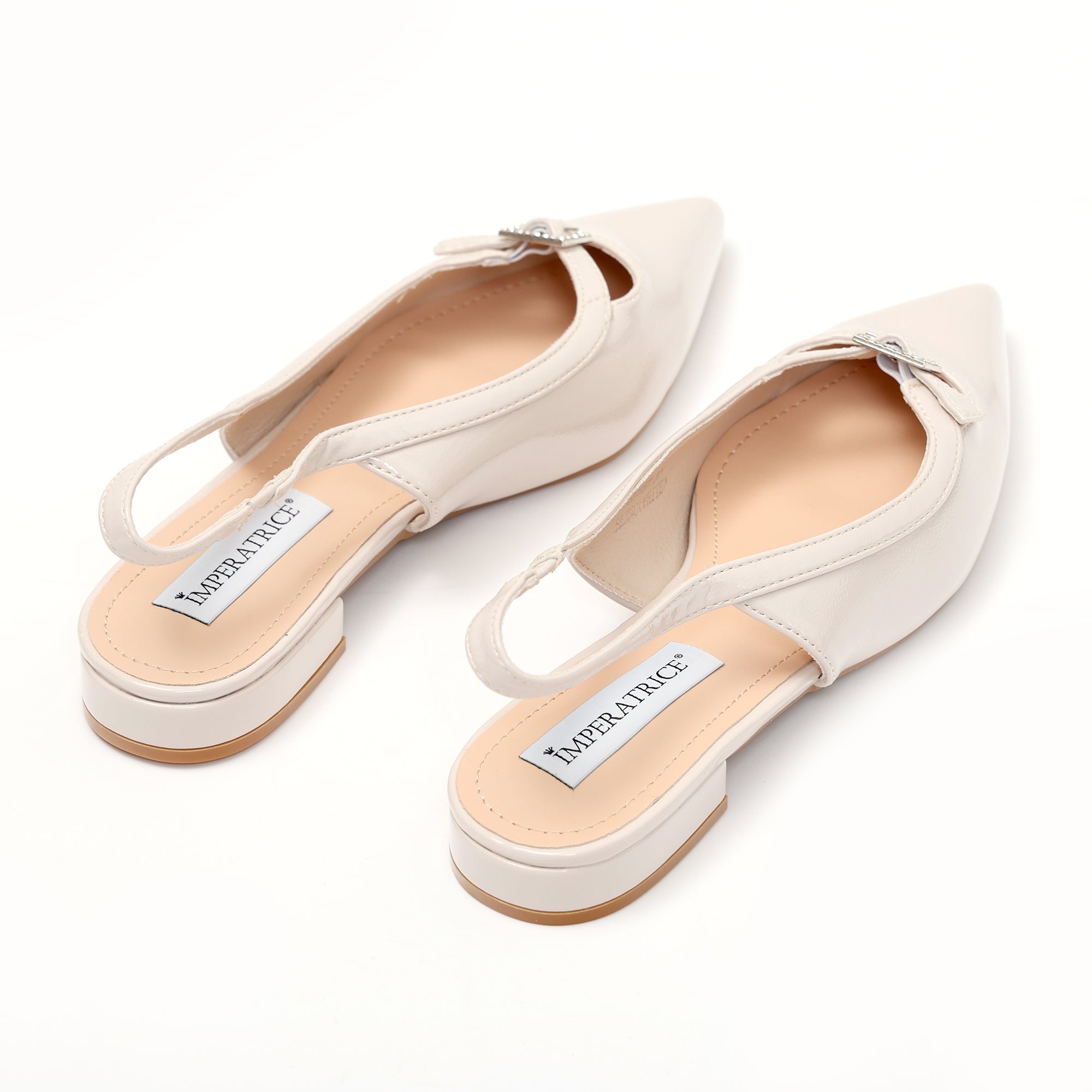 Ballerine slingback in simil pelle verniciata con fibbiatta strass- Art.SP557