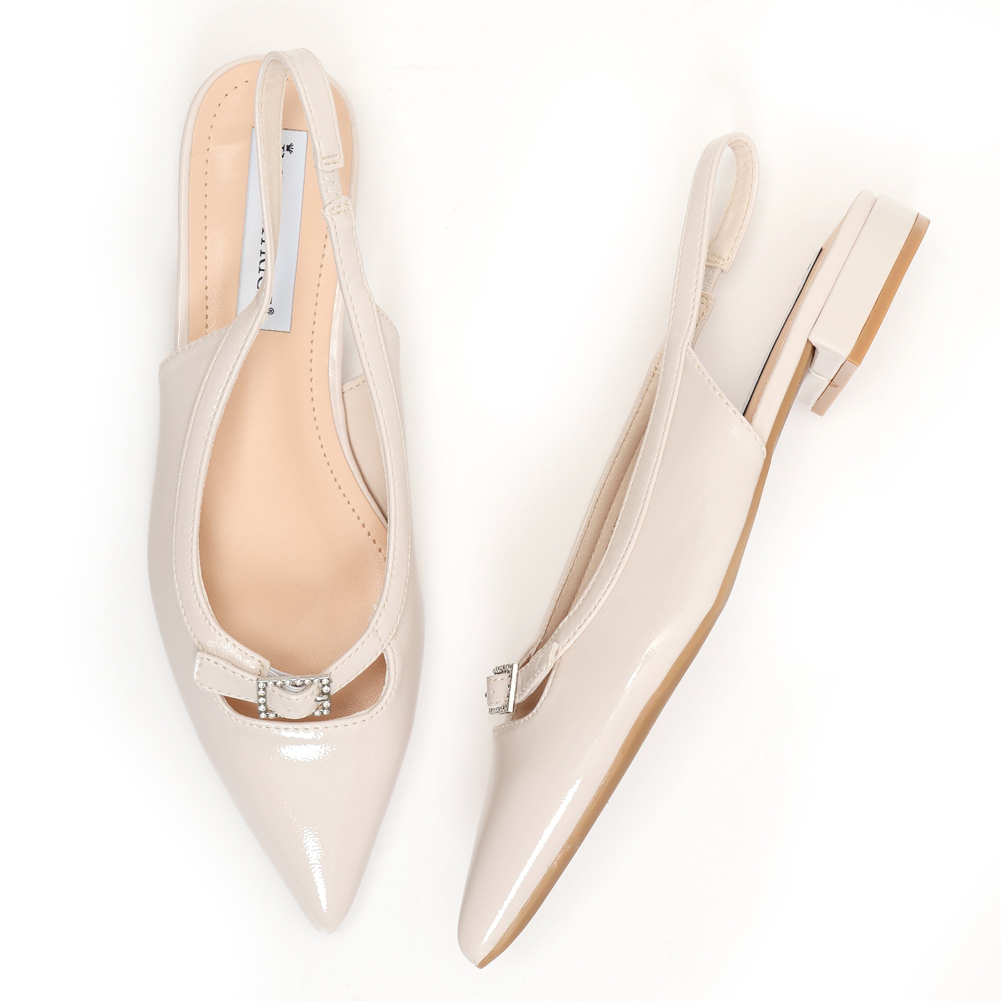 Ballerine slingback in simil pelle verniciata con fibbiatta strass- Art.SP557