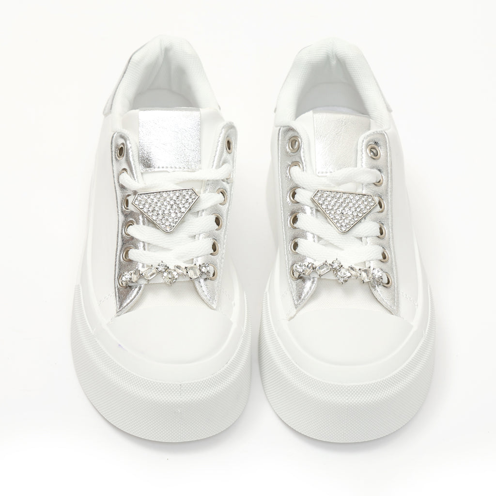 Sneakers in simil pelle con dettagli gioiello- Art.SP532