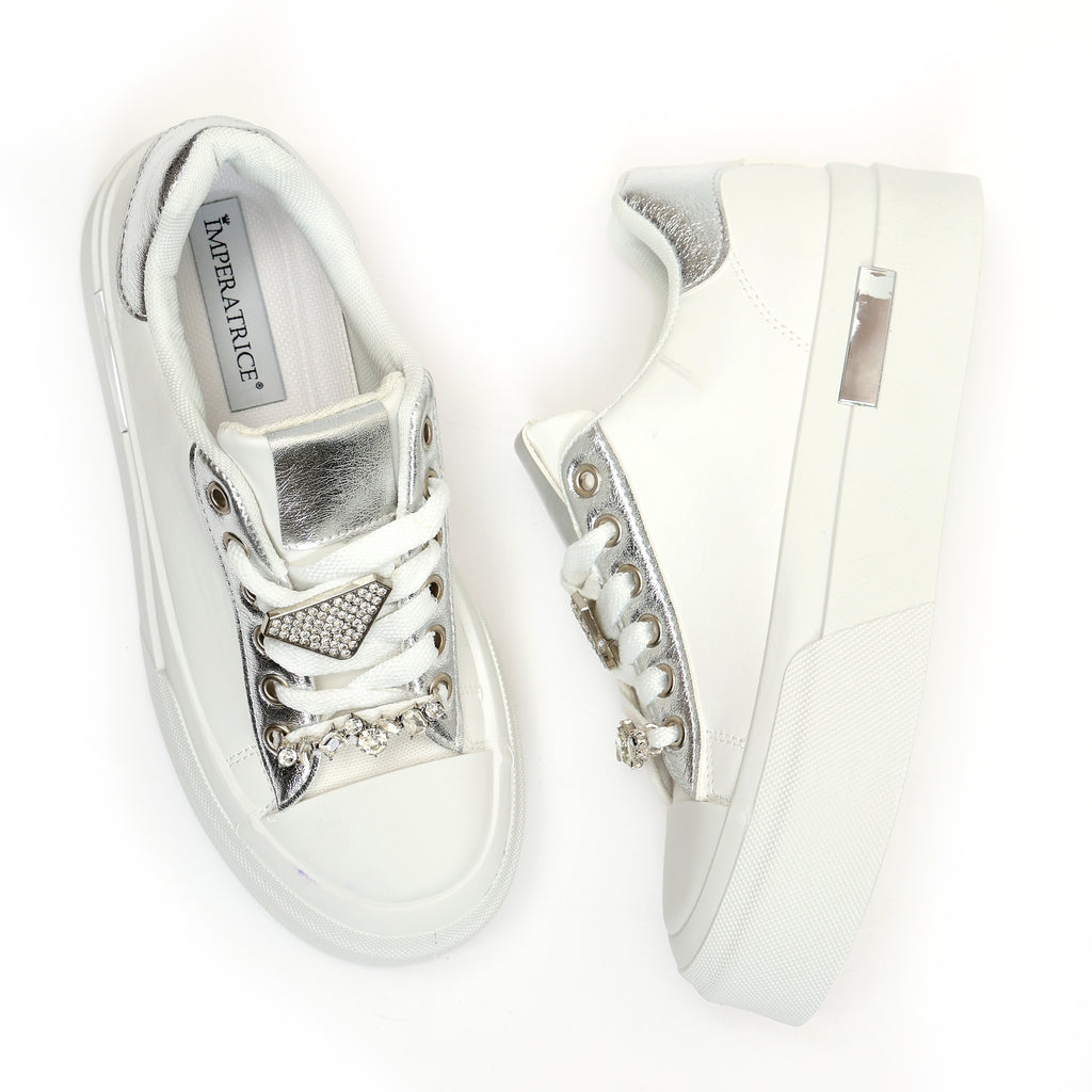 Sneakers in simil pelle con dettagli gioiello- Art.SP532