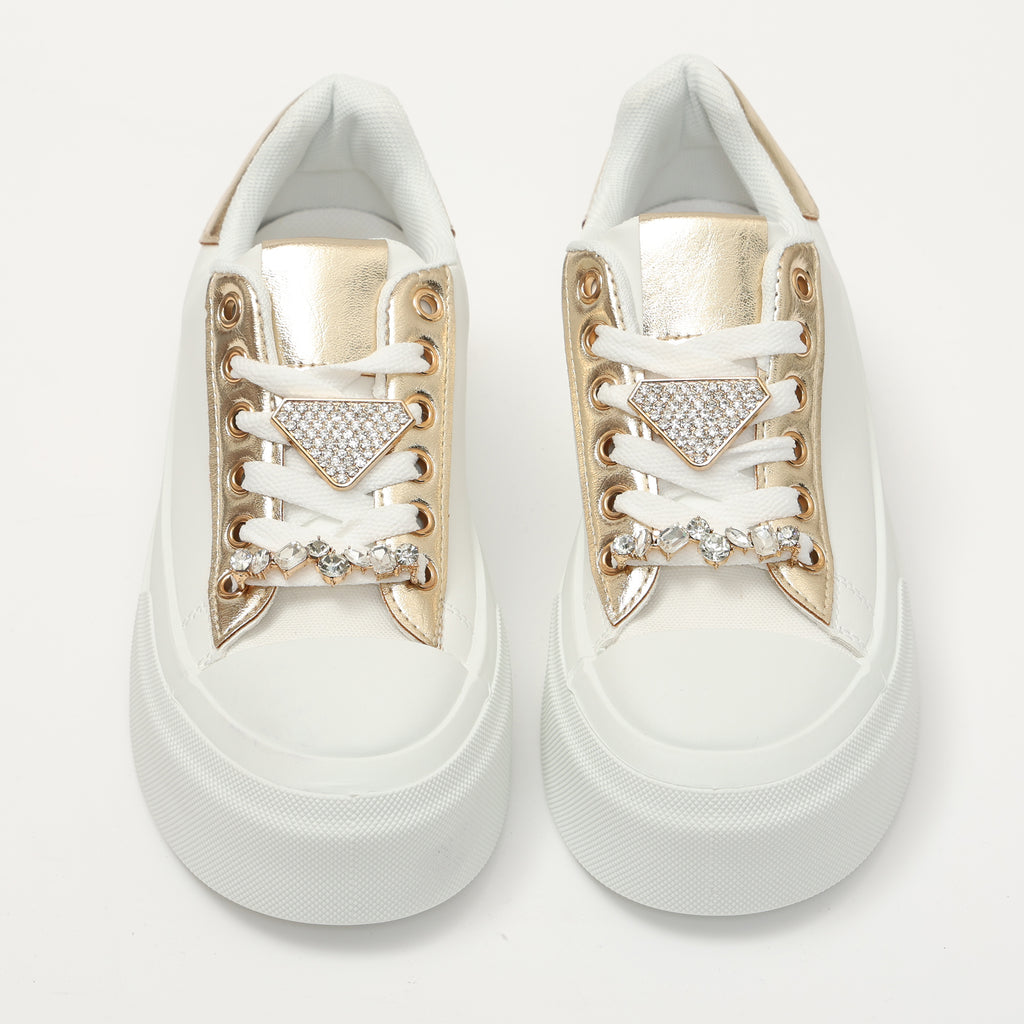 Sneakers in simil pelle con dettagli gioiello- Art.SP532