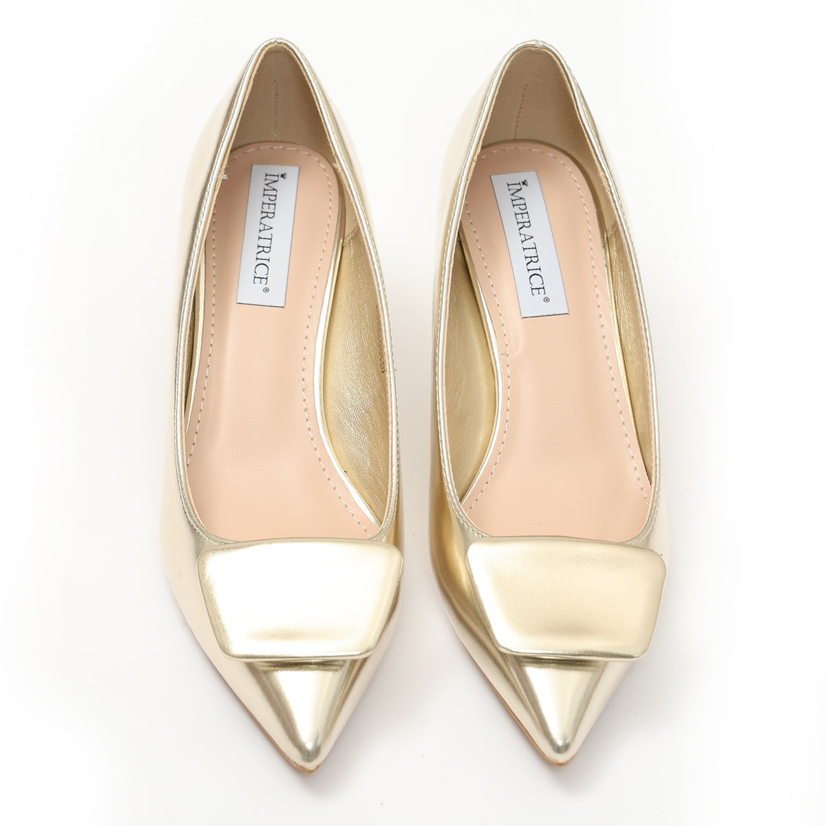 Dècolletè pumps in simil pelle con tacco basso e dettaglio sulla punta- Art.SP550