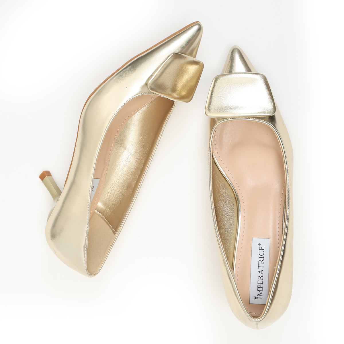 Dècolletè pumps in simil pelle con tacco basso e dettaglio sulla punta- Art.SP550