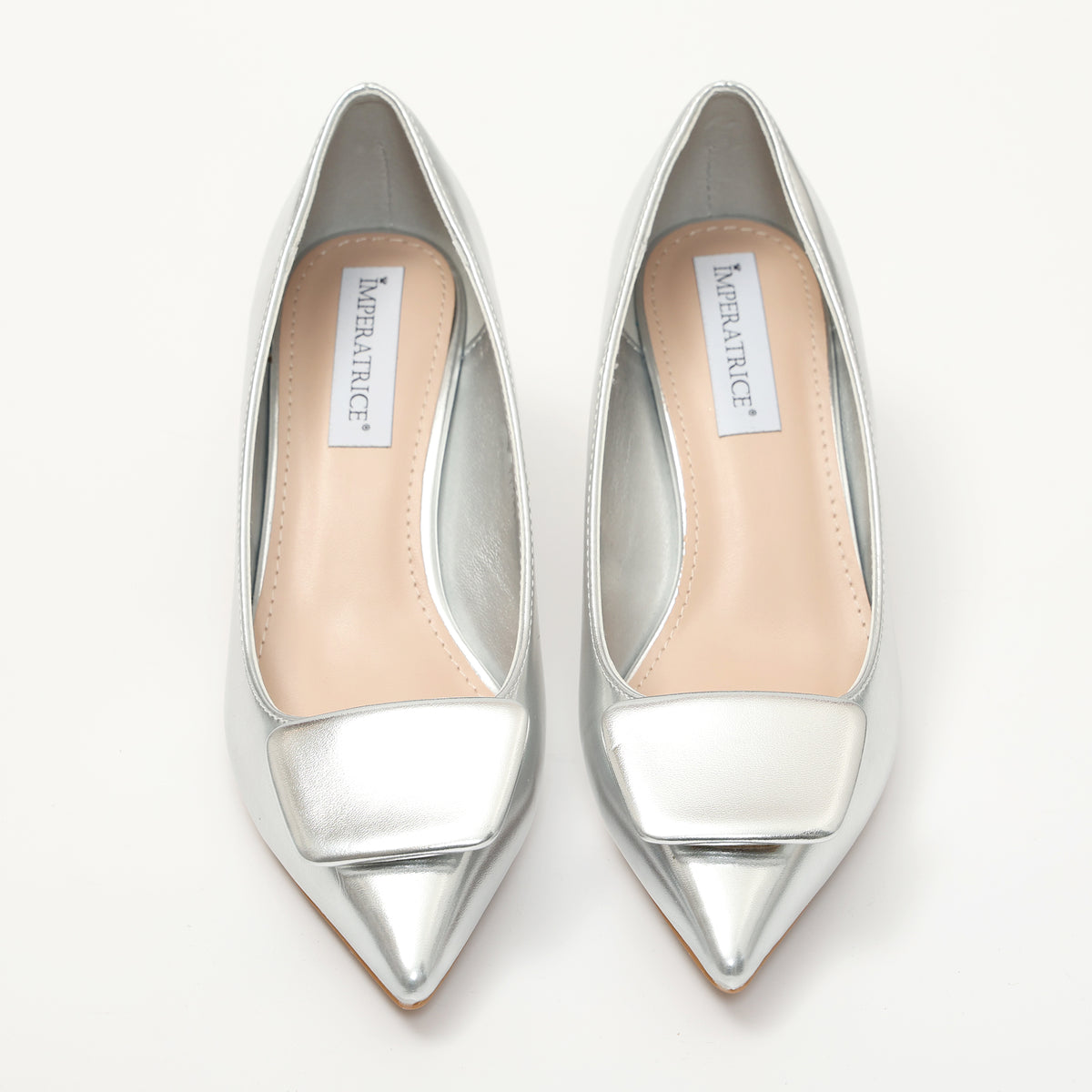 Dècolletè pumps in simil pelle con tacco basso e dettaglio sulla punta- Art.SP550