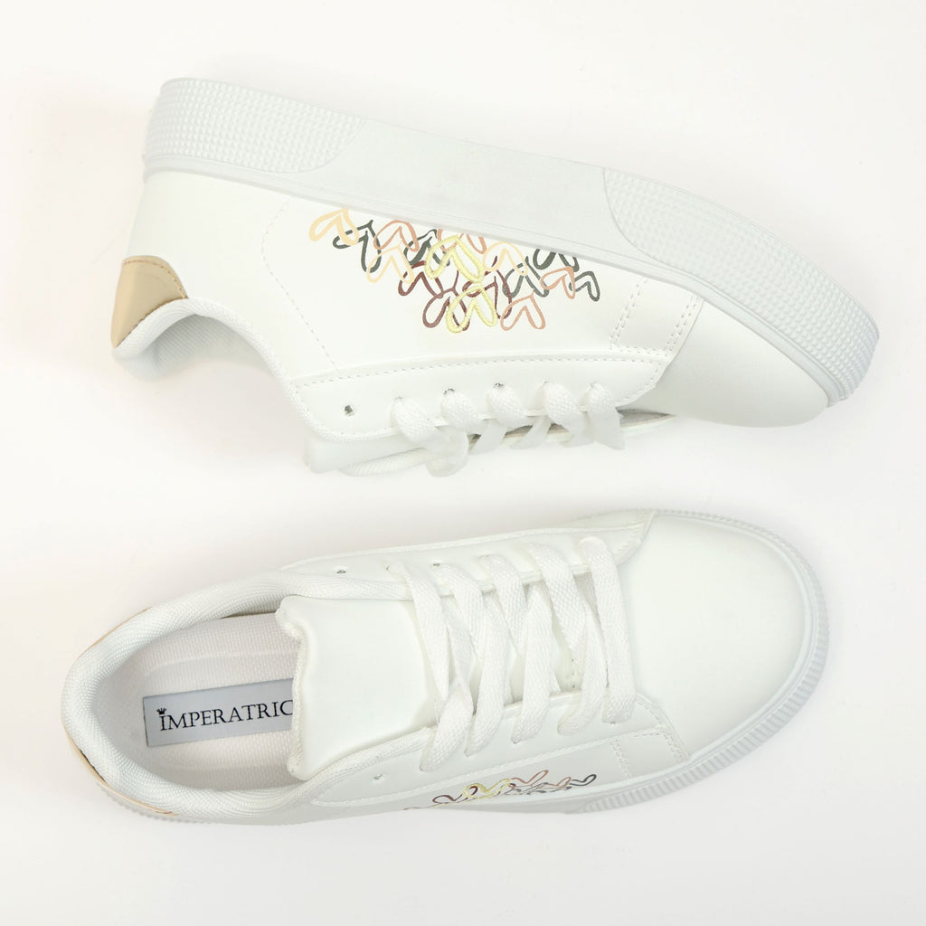Sneakers in simil pelle con ricamo laterale- Art.BK513